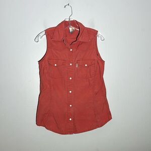 Carhartt Women's Pearl Snap Button Vest Sleeveless Top Size S